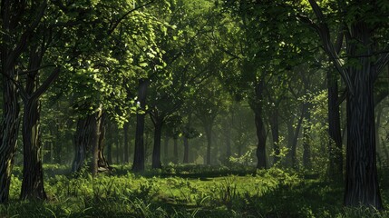 Obraz premium Serene Forestscape. Tranquil woods background concept