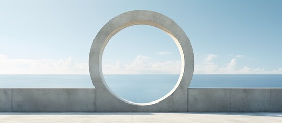 An aperture in a concrete barrier with a sunny backdrop, suitable for a copy space image.