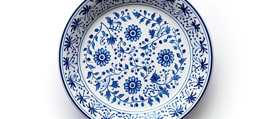 Top view of a collection of vintage handmade ceramic plates or bowls on a gray table, with vibrant colors and a copy space image.