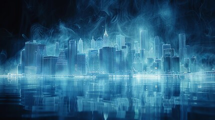 Obraz premium wallpaper blur modern city town scene fantasy
