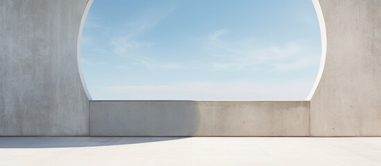 An aperture in a concrete barrier with a sunny backdrop, suitable for a copy space image.