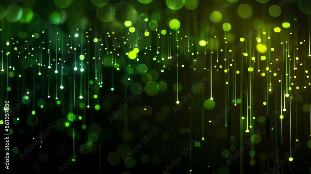 Poster a mesmerizing digital abstract background with glowing green particles, creating a futuristic and vi