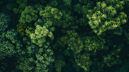 Aerial top view forest tree Rainforest ecosystem and healthy environment concept and background Texture of green tree forest view from above : Generative AI