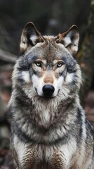 Fototapeta premium Majestic Wolf in the Moonlight. Wild and beautiful wildlife concept