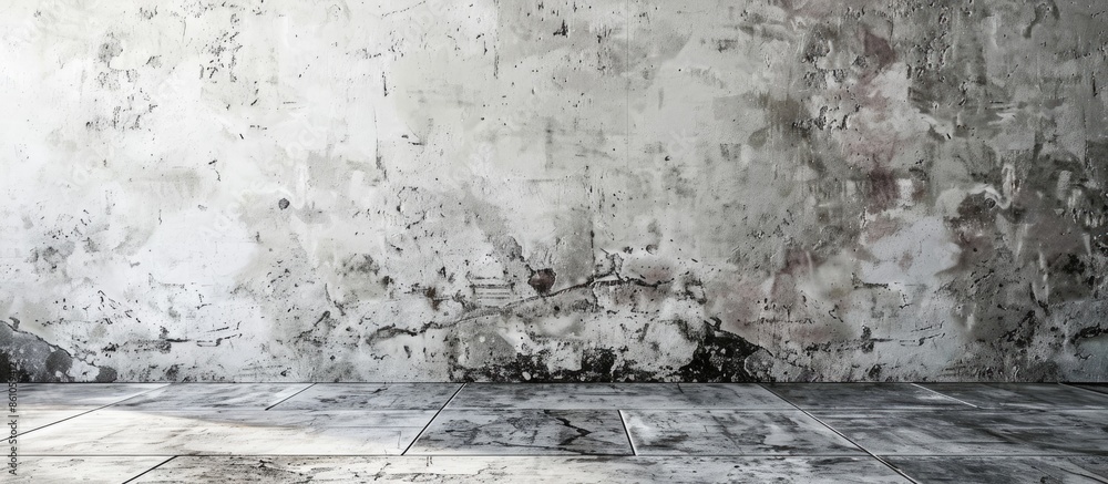 Poster Concrete wall in an apartment with an old beaten tile. with copy space image. Place for adding text or design