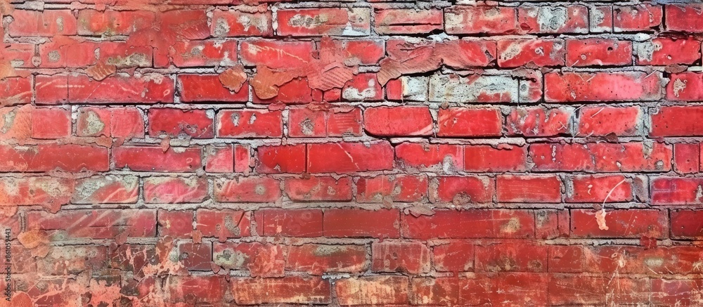 Aufkleber Heap red brick with rustic grunge blank cement space use for background. with copy space image. Place for adding text or design
