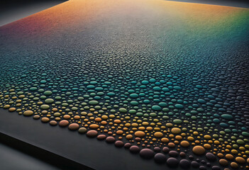 Fototapeta premium Spectrum of Dew Colorful Water Droplets on Gradient Surface Background!