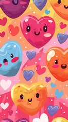 Fototapeta premium Happy Hearts Pattern