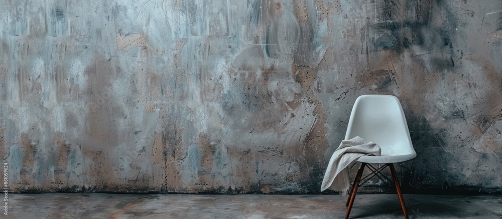 Aufkleber clothes on chair on gray wall background. with copy space image. place for adding text or design