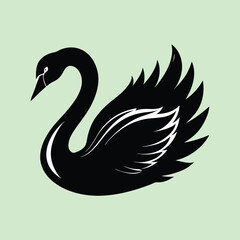 Fototapeta premium Swans Silhouette Isolated on White Background. Swan logo, icon, symbol of family, relationship.