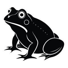 Frog silhouette vector art illustration. Frog Silhouette Isolated On White Background. Vector Illustration In Flat Style. Vector silhouettes of amphibian, top view.. Toad