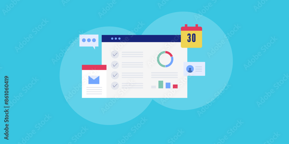 Poster task management software project planning tool application increase workflow in organisation, dashbo