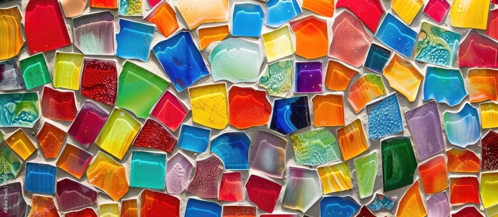 Poster Decorative Colorful glass mosaic art and abstract wall background. with copy space image. Place for adding text or design
