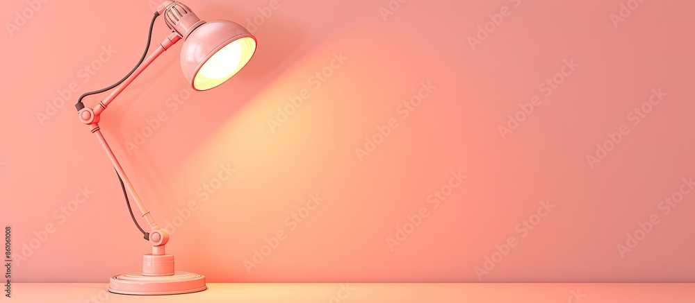 Poster Modern attachable table lamp with led bulb isolated on a pastel background. with copy space image. Place for adding text or design