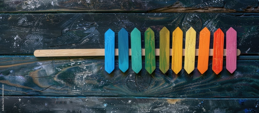 Poster cultivate diversity, inclusion, equality, fairness and harmony text on colorful wooden stick - busin