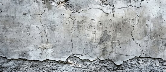 Gray rough old concrete wall texture. Textured cement plaster surface with small cracks. Wide grunge background texture. with copy space image. Place for adding text or design