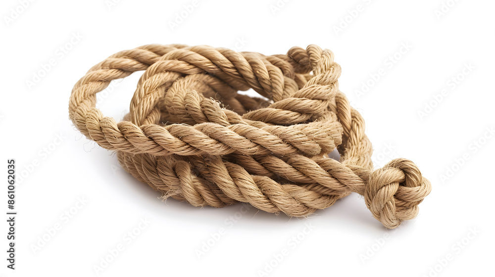 Poster coiled rope knot isolated over a white background : generative ai
