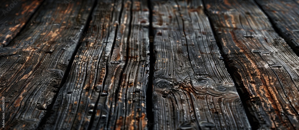 Poster old wooden planks, table or floor. natural wood texture. with copy space image. place for adding tex
