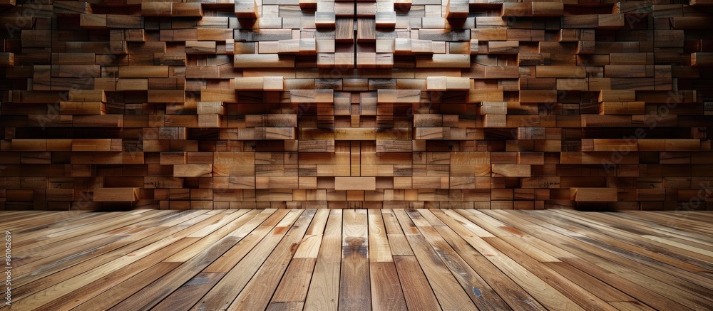 Poster the design of wooden wall. with copy space image. place for adding text or design