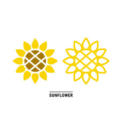 シンプルな花のアイコン2個セット　ひまわり