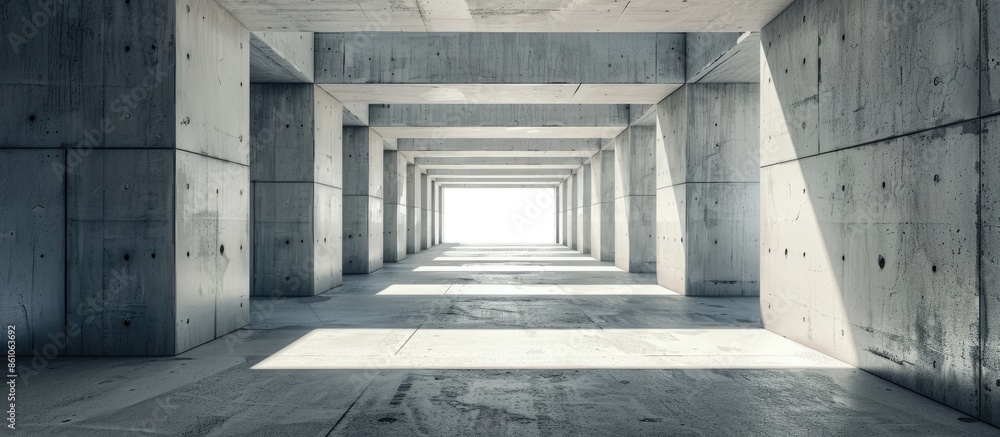 Aufkleber Abstract building facade concrete void or tunnel with natural light in the end in twist view/ architecture design / abstract concept / background texture. with copy space image