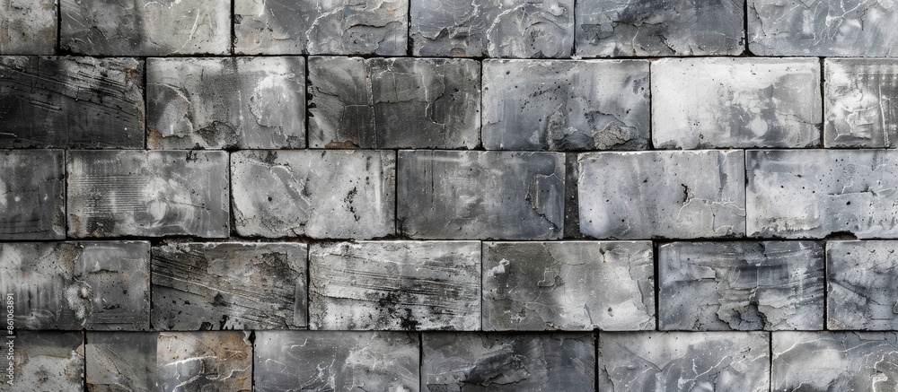 Poster Cinder block wall background, brick texture Concrete block wall. Gray background of Cement block wall. with copy space image. Place for adding text or design