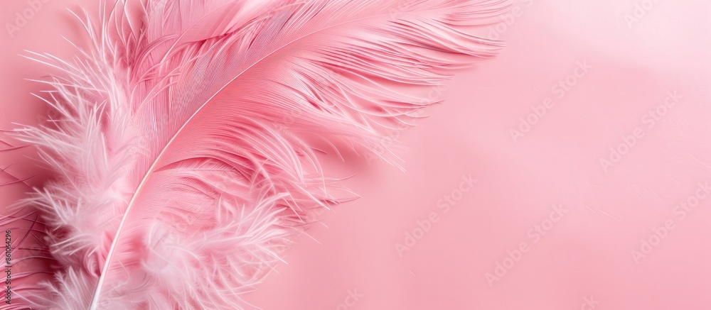 Poster pink feather pastel background texture isolated fashion. with copy space image. place for adding tex