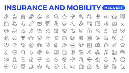 Insurance elements - minimal thin line web icon set. Outline icons collection. Simple vector illustration.insurance web icons. filled icons such as problem electric,excessive weight for the vehicle.