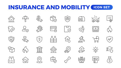 Insurance elements - minimal thin line web icon set. Outline icons collection. Simple vector illustration.insurance web icons. filled icons such as problem electric,excessive weight for the vehicle.
