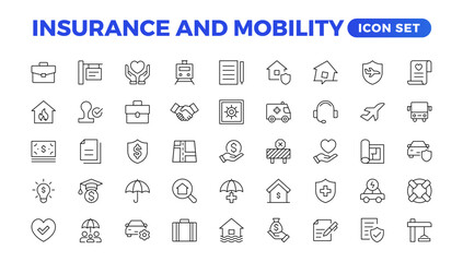 Insurance elements - minimal thin line web icon set. Outline icons collection. Simple vector illustration.insurance web icons. filled icons such as problem electric,excessive weight for the vehicle.