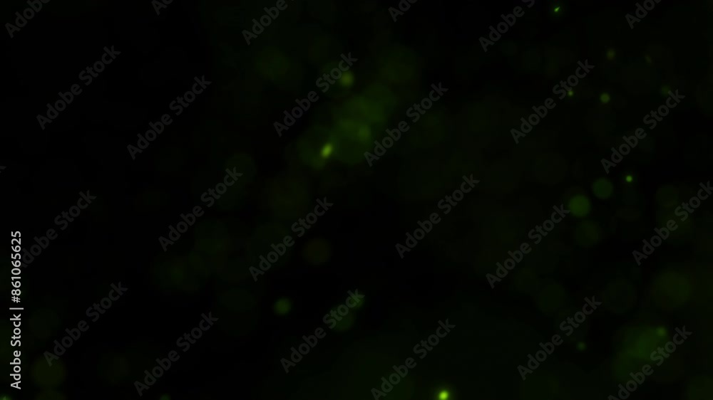 Poster abstract green quantum particles floating in and out of focus motion background animation with shall