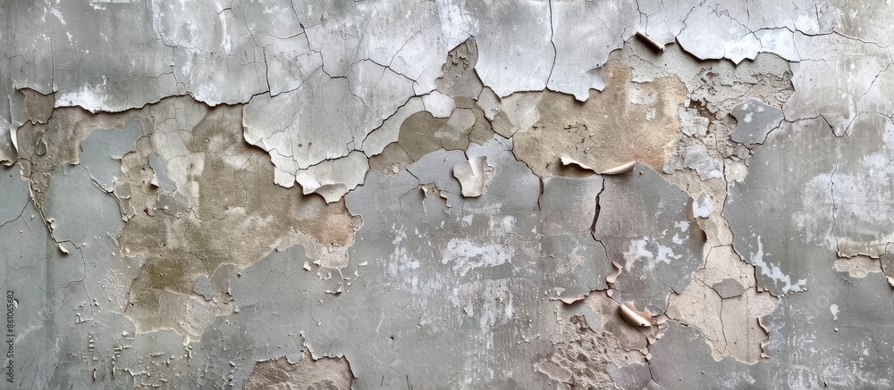 Poster Wall paint was cracked and removed, image captured by smartphone. with copy space image. Place for adding text or design