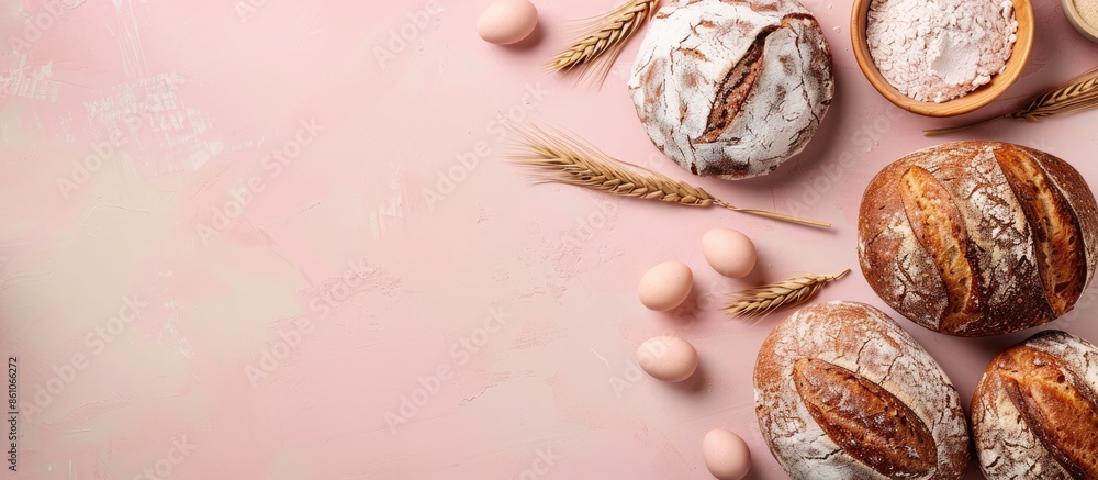Aufkleber aioieBread : Homemade, Bakery  healthy pastel background. with copy space image. Place for adding text or design