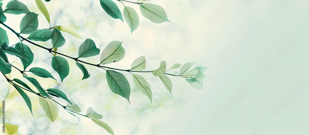 Aufkleber Green Kalopanax pictus leafs on a branch in park . pastel background. with copy space image. Place for adding text or design