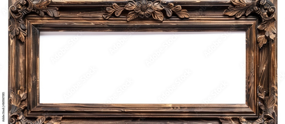 Poster Wooden frame isolated on white background. with copy space image. Place for adding text or design