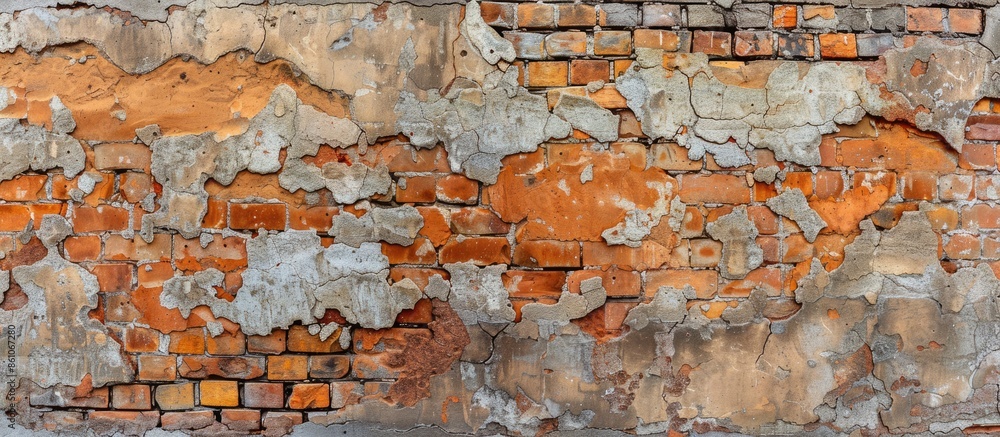 Aufkleber old brick wall, natural broken pattern. interior design ideas. with copy space image. place for addi