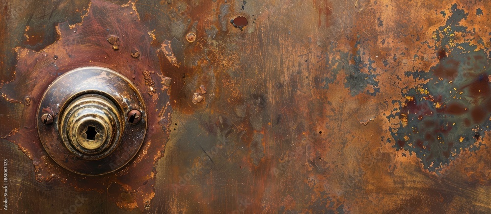 Aufkleber Door handle closeup on brown background. with copy space image. Place for adding text or design