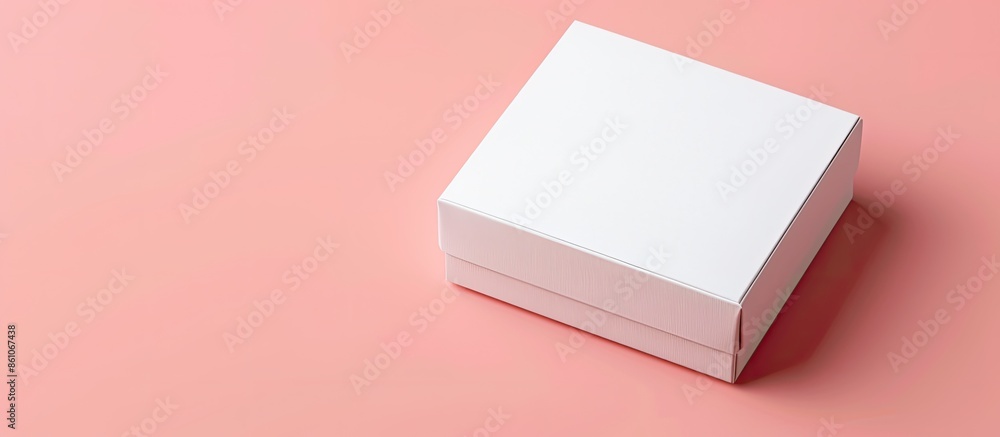 Aufkleber White cube box with top cover. High resolution  with clipping paths. pastel background. with copy space image. Place for adding text or design