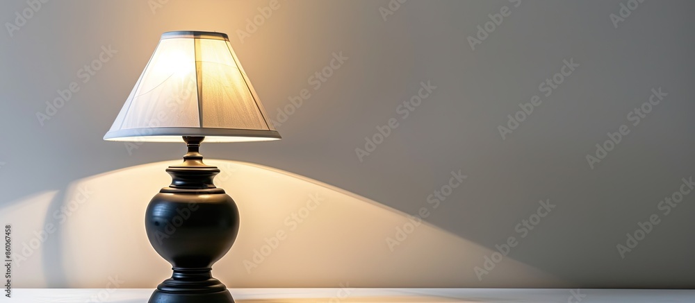 Poster black vintage table lamp for photo against white background. with copy space image. place for adding