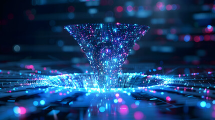 Digital funnel transforming data into valuable information for big data technology. Concept Big Data Analytics, Data Transformation, Digital Funnel, Information Technology, Value Crea