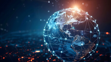 Digital world globe, concept of global network and connectivity on Earth, high speed data transfer and cyber technology, information exchange and international telecommunication