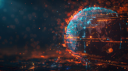 Digital world globe, concept of global network and connectivity on Earth, high speed data transfer and cyber technology, information exchange and international telecommunication