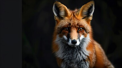 Fototapeta premium Red fox on dark background. 