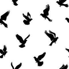 Flying Doves Seamless Pattern Vector