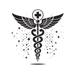 CADUCEUS SYMBOL silhouette vector illustration 