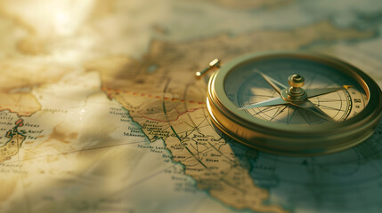 Navigation chart fragment with compass deviation symbol : Generative AI