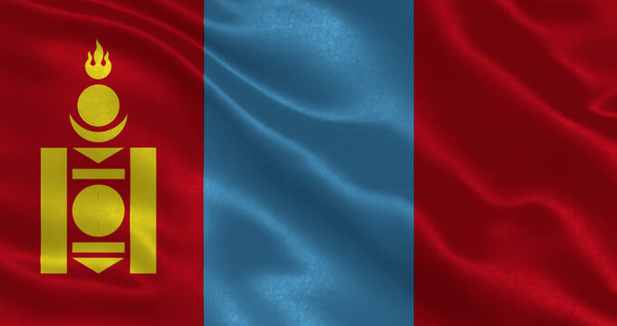 Illustration of Mongolia waving flag 