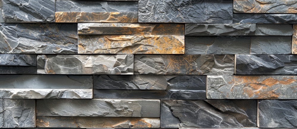 Poster Stone tile design of modern wall. with copy space image. Place for adding text or design
