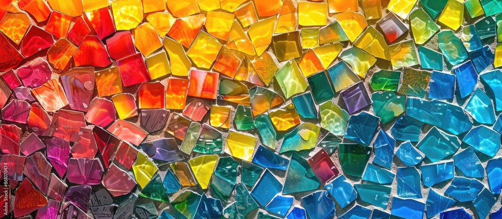 Poster Decoration Colorful glass mosaic art and abstract wall background. with copy space image. Place for adding text or design