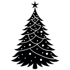 Obraz premium Silhouette of Christmas Trees and Gifts 